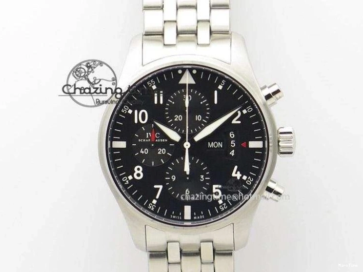 MIROTIME 0723 Pilot Chrono SS IW387809 ZF 1:1 Best Edition Silver Dial Blue Numbers On Blue Leather Strap A Lightweight 7263
